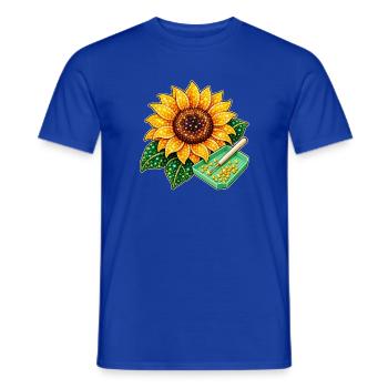 Diamond Painting Motiv - Funkelnde Sonnenblume - Männer T-Shirt - Dunkelblau - Vorne - AI Model Male 178 light (178cm)