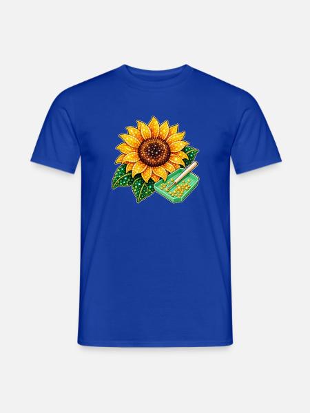 Diamond Painting Motiv - Funkelnde Sonnenblume - Männer T-Shirt - Dunkelblau