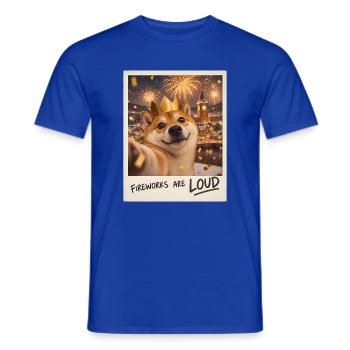 Fireworks Are Loud Shiba Inu Silvester - Männer T-Shirt - Dunkelblau - Vorne - AI Model Male 178 light (178cm)
