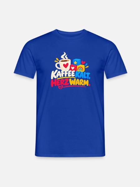 Kaffee Herz Wärme – Bunte Blöcke - Männer T-Shirt - Dunkelblau