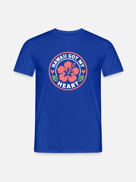 Hawaii Got My Heart Hibiskus-Abzeichen - Männer T-Shirt - Dunkelblau