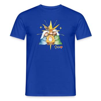 Krippe: Heiliges Familienkreuz bedeutet Liebe - Männer T-Shirt - Dunkelblau - Vorne - AI Model Male 178 light (178cm)