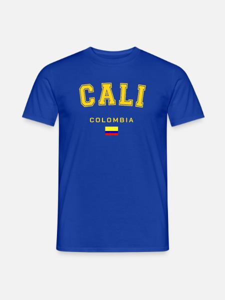 Cali Colombia Flag College Look - Männer T-Shirt - Dunkelblau
