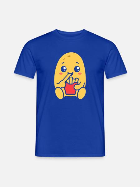 Kawaii Fry Whisper Süßer Snack-Charakter - Männer T-Shirt - Dunkelblau