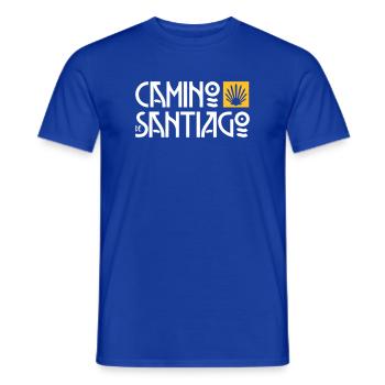 Camino de Santiago | Way of St. James | Art Deco Typo - Men's T-Shirt - majorelle blue - Front - AI Model Male 178 light (178cm)