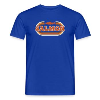 Ambiance rétro de pêche de la rivière Salmon - T-shirt homme - bleu foncé - Devant - AI Model Male 178 light (178cm)