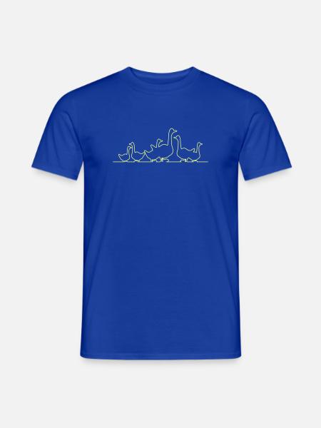 Entenfamilie Linienkunst Neon - Männer T-Shirt - Dunkelblau