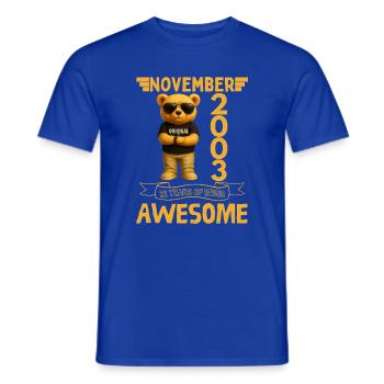 November 2003, 22 Years of Being Awesome - T-shirt homme - bleu foncé - Devant - AI Model Male 178 light (178cm)