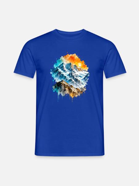 Alpen Gipfel Hütte Aquarell - Männer T-Shirt - Dunkelblau
