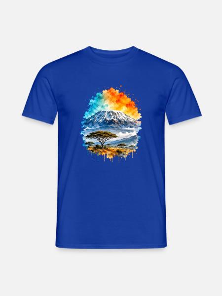 Kilimandscharo Afrika Safari Aquarell - Männer T-Shirt - Dunkelblau