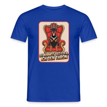 Doberman You Take The Sofa I Take The Throne Dog - Men's T-Shirt - majorelle blue - Front - AI Model Male 178 light (178cm)