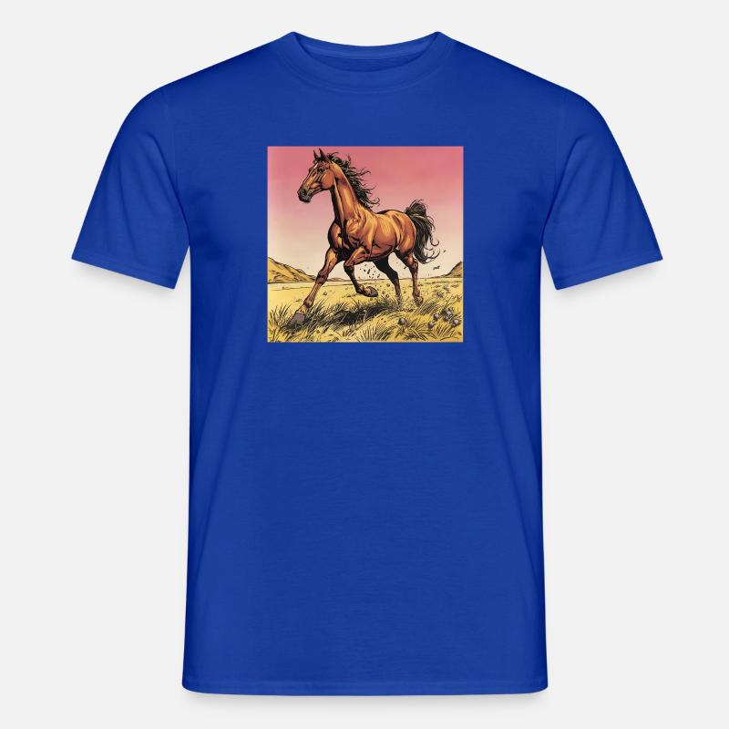 Dynamischer Wildpferd-Print - Männer T-Shirt - Dunkelblau