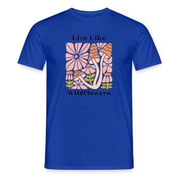 Live like wildflowers Pastellblüten Pilz Muster - Männer T-Shirt - Dunkelblau - Vorne - AI Model Male 178 light (178cm)