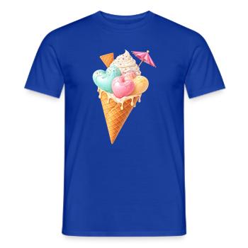 Herz Eis in Waffel Illustration  - Men's T-Shirt - majorelle blue - Front - AI Model Male 178 light (178cm)