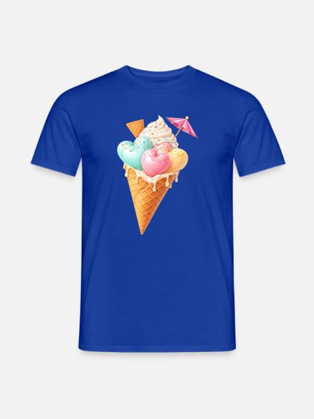 Herz Eis in Waffel Illustration  - Men's T-Shirt - majorelle blue