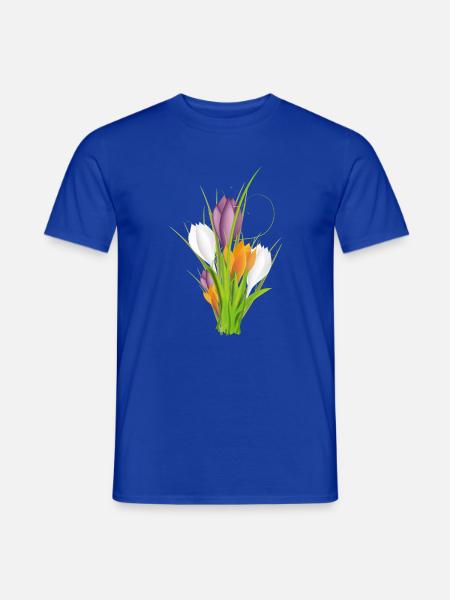 zarte bunt leuchtende Krokusse im Frühling - Männer T-Shirt - Dunkelblau