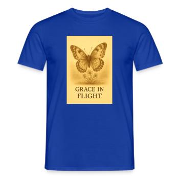 Grâce en Vol Papillon Fleur - T-shirt homme - bleu foncé - Devant - AI Model Male 178 light (178cm)