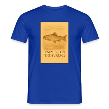 Empreinte de truite calme sous la surface - T-shirt homme - bleu foncé - Devant - AI Model Male 178 light (178cm)