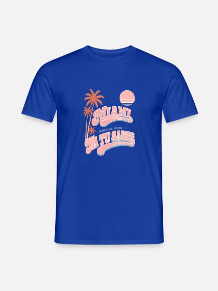 Miami Ya Tu Sabes Retro Palms Salmon - Männer T-Shirt - Dunkelblau