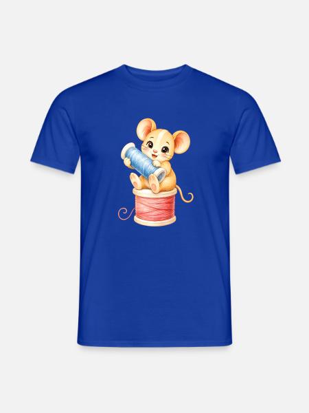 Maus mit Garnknäuel - Männer T-Shirt - Dunkelblau