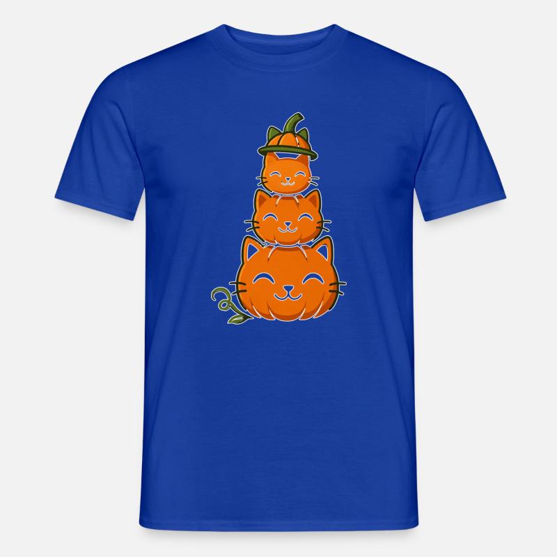 Happy Pumpkin Cat Stack - Men's T-shirt - majorelle blue