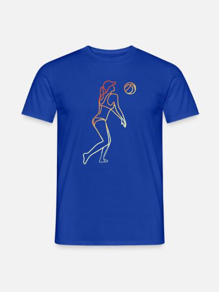Beach Volleyball Frauen Skizze - Männer T-Shirt - Dunkelblau