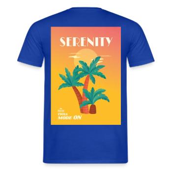SERENITY – Chill Mode ON | Palm Trees & Sunset - Men's T-Shirt - majorelle blue - Back - AI Model Male 178 light (178cm)