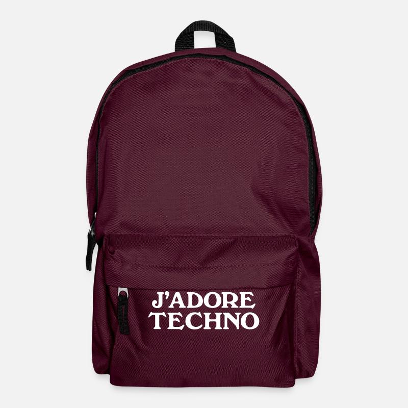 J'adore Techno - Rucksack - Burgunderrot