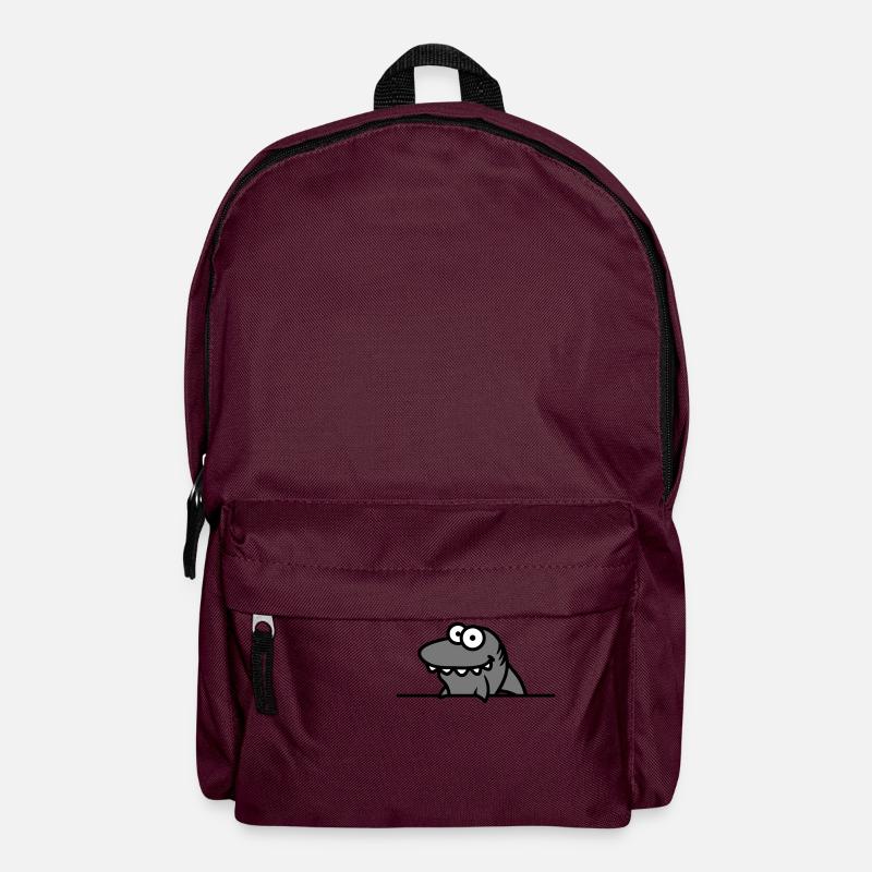hai lustig schild rahmen mauer zeigen comic cartoo - Rucksack - Burgunderrot