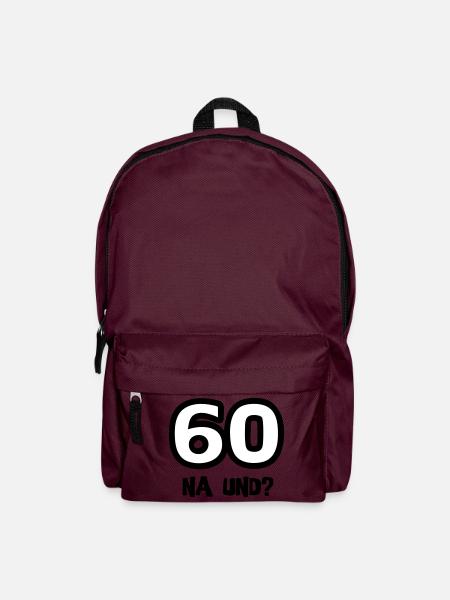 Zum 60. Geburtstag ein Shirt „60 na und?“ - Rucksack - Burgunderrot