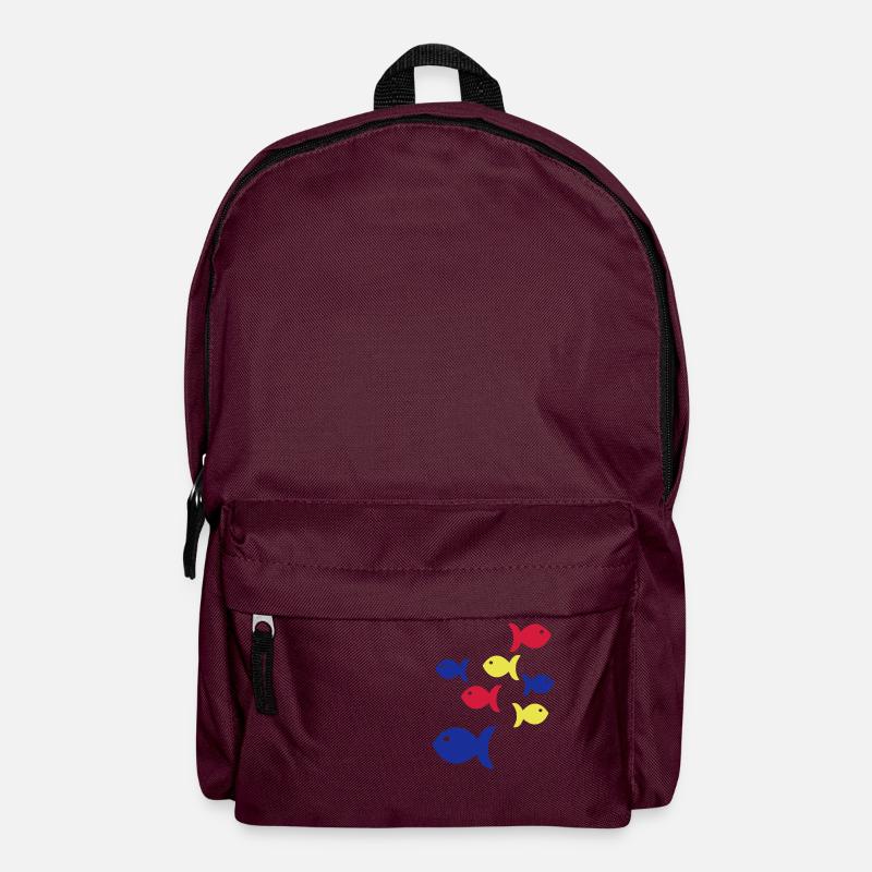 fische - Rucksack - Burgunderrot