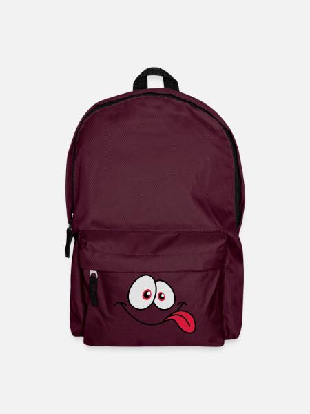 Lächelndes Comic Gesicht Cool Zunge Rausstrecken - Rucksack - Burgunderrot
