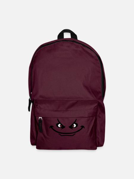 Böse gucken Cartoon Gesicht Cooles Monster Grinsen - Rucksack - Burgunderrot