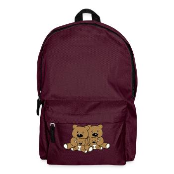 family siblings children dad mum baby cub l - Backpack - burgundy - Front