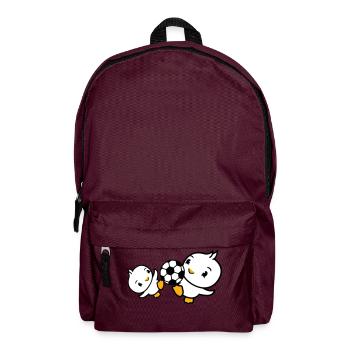 2 Birds Playing Soccer Together Fun Ball Sports - Backpack - burgundy - Front