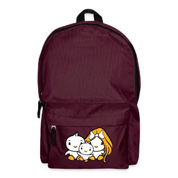 3 Birds Family Parents Mom Dad Three Child Baby - Backpack - burgundy - Front