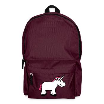 Einhorn Pink Lustig Lächeln Grinsen Cartoon Comic - Rucksack - Burgunderrot - Vorne