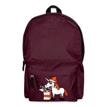 Unicorn Christmas Santa Claus Gifts Hat - Backpack - burgundy - Front