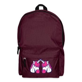 2 Unicorns Team Pair Horns Friends Welcome Cute - Backpack - burgundy - Front