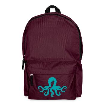 Turquoise Octopus Silhouette - Backpack - burgundy - Front