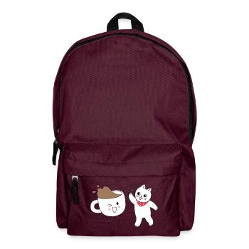 Süße Katze und Kaffeetasse High Five - Rucksack - Burgunderrot - Vorne