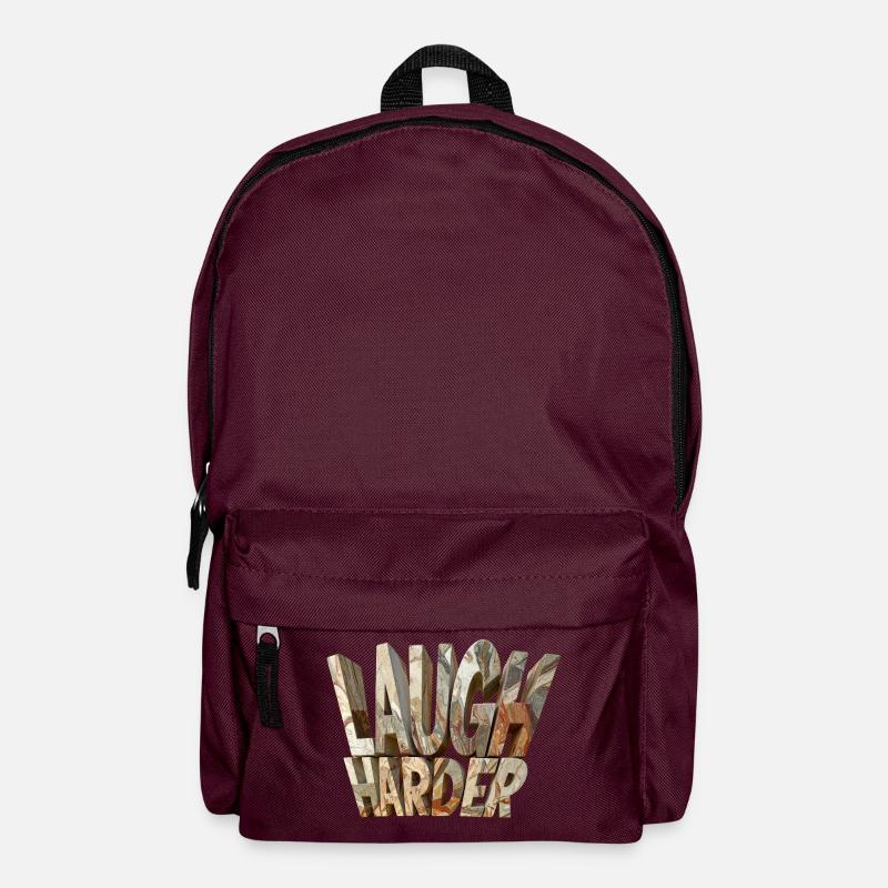 Laugh harder – Monumentale Steinbuchstaben modern - Rucksack - Burgunderrot
