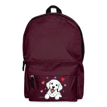 Golden_Retriever_Welpen_Pfote_Herz_weiss - Rucksack - Burgunderrot - Vorne