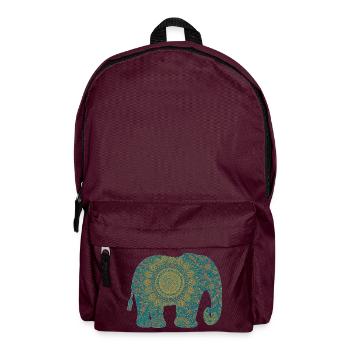 Mandala Elephant Pattern in Teal - Backpack - burgundy - Front