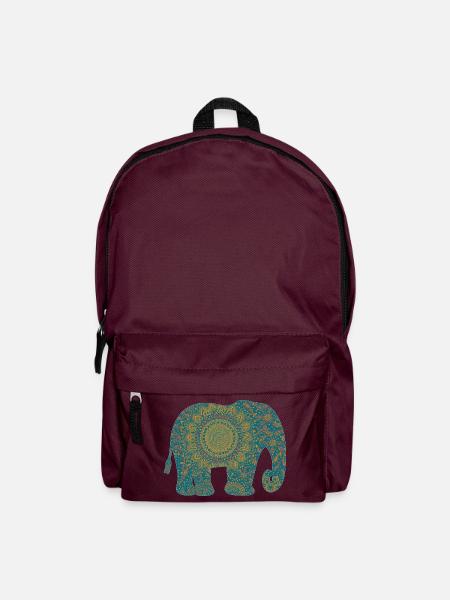 Mandala Elefant Muster in Teal - Rucksack - Burgunderrot