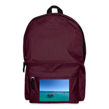 Turquoise Sea and Boats - Backpack - burgundy - Front