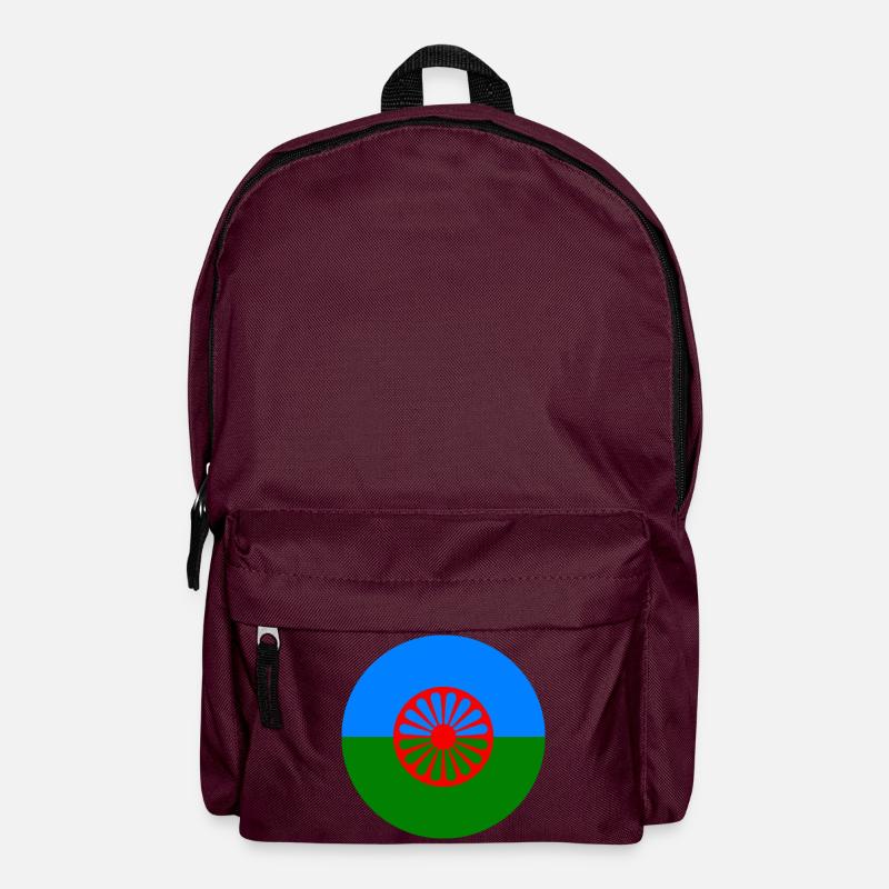 Runde Aufkleber Flagge der Romani Menschen Geschenkidee - Rucksack - Burgunderrot