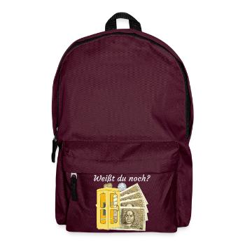 Weißt du noch? Handzeichnung Geld, Nostalgie  - Rucksack - Burgunderrot - Vorne