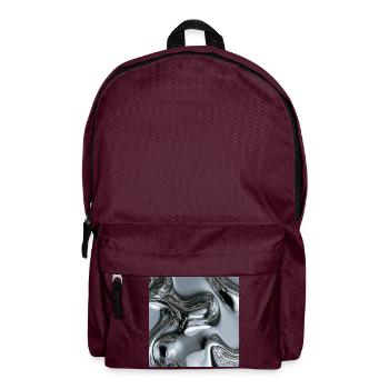 Abstraktes flüssiges Chrom - Rucksack - Burgunderrot - Vorne