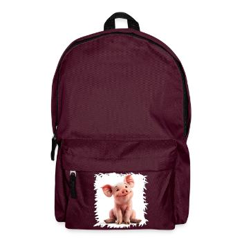 Fröhliches Schweinchen Cartoon - Rucksack - Burgunderrot - Vorne